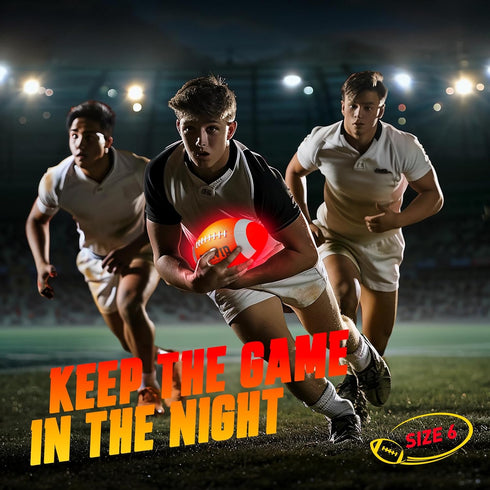 Funvip Rechargeable Glow in The Dark Football for Kids, Size 6 Light Up Football with USB Charging, Gift Box & Pump