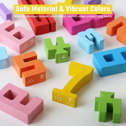 20PCS 1-10 Counting 10, 3-8 Gdaytao Wooden Number Building Blocks - Montessori Math Stacking Number Blocks Toys