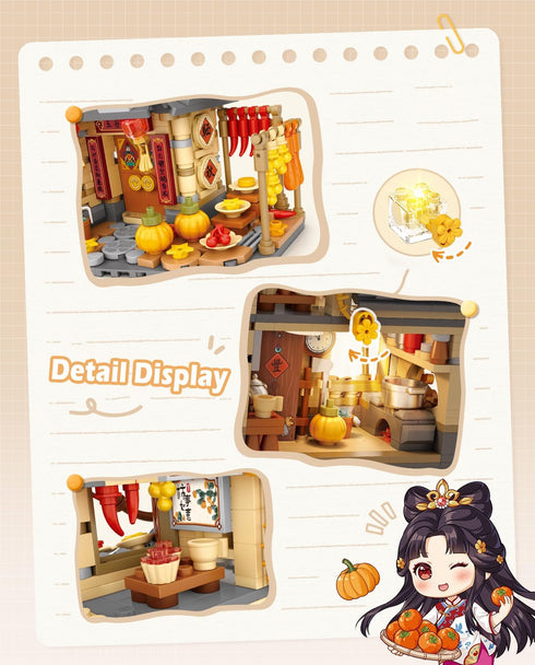 MEIEST Set,Chinese Autumn House Building Blocks Style Particle Construction Building Bricks Toy,Harvest Season Home