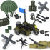 WW2 Pack 282 Set 6 Feleph Military Vehicles Weapons Pieces US Army Building Block Toy WWII Car Tricycle Gear Helmets