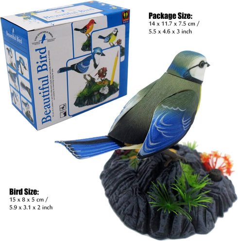 Tipmant Cute Electronic Birds Toys, Realistic Move Chirp Electric Pets for Office Home Desk Decor, Kids Birthday Gifts