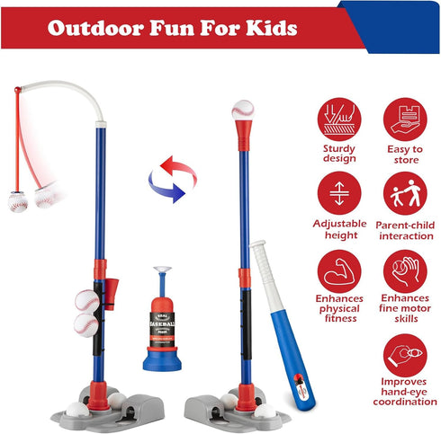 Set 3-8 VROGTIK Adjustable T-Ball for Kids | Outdoor Baseball Toy with Bat, Ball & Tee | Sports Gift for Toddlers