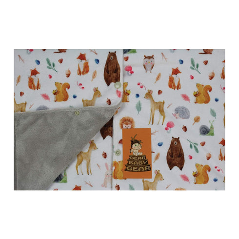 Dear Baby Gear Deluxe Car Seat Canopy - Infant Cover for Car Seats - Dainty Forest Animals, Light Gray