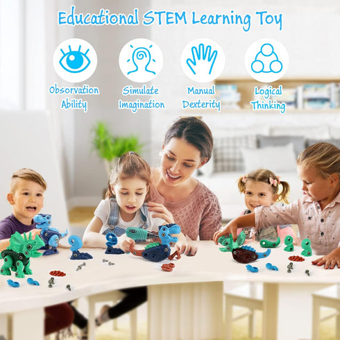 3-5, Set, 3 4 5 6 7 8 Dinosaur STEM Toys for Kids Take Apart Dinosaur Toys with Electric Drill, Educational Building