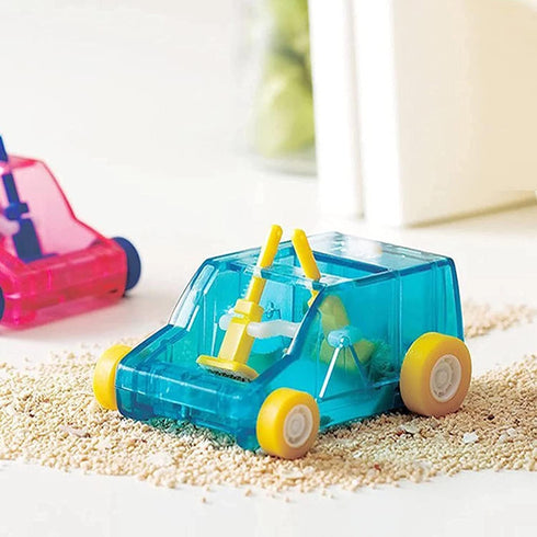 2 Pcs Mini Car Dust Cleaner - Cute Pencil Sweeper Trolley Gifts for Kids, Blue and Red