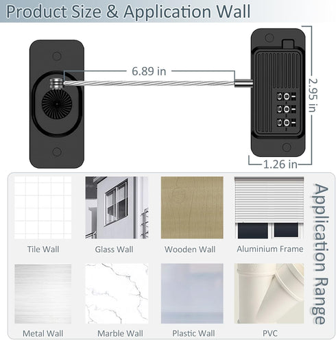 Refrigerator Lock Combination, Child Proof Fridge Lock for Cabinets, Drawers, Windows, No Keys Needed