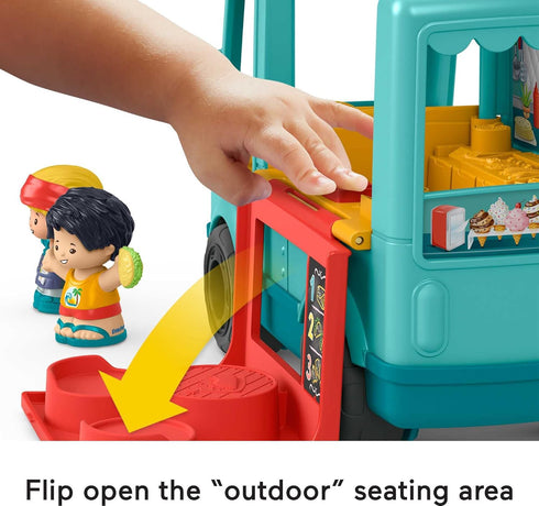 2 1+ Fisher-Price Little People Musical Toddler Toy Serve It Up Food Truck Vehicle with Figures for Pretend Play Ages