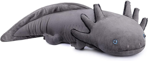Large 30-Inch Axolotl Plush - Cute Grey Weighted Stuffed Animal Pillow Toy for Kids