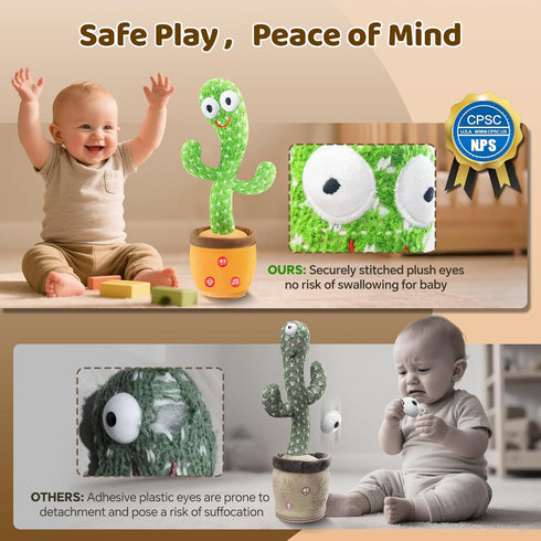 1 0-6 6-12 SANJOIN Cactus Baby Toy Talking Dancing Singing Adjustable Volume, Baby Girl for Year Old, Infant Toys