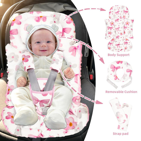 Hooyax Infant Car Seat Insert with Removable Head Support, Dual-Sided Baby Car Seat Cushion for Preemies & Newborns