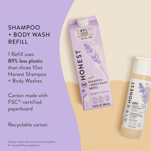 2-in-1 32 oz The Honest Company Cleansing Shampoo Body Wash Refill Carton Gentle for Baby, Naturally Derived