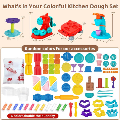 75 4 1 Sets 3-4-8, Playset Aprilwolf PCS in Dough for Kids Ages Art Crafts Dough Tools Kit, Ice Cream Noodle Hamburger