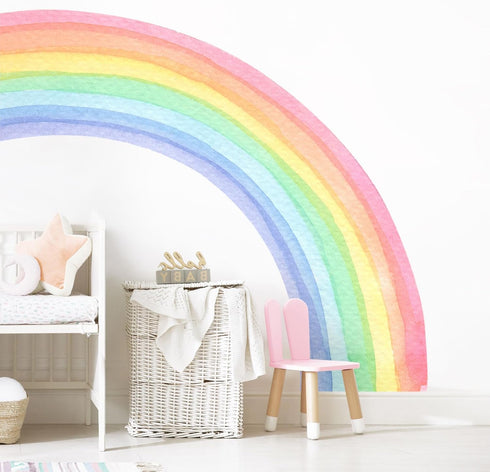 55"x63" Large Rainbow Wall Stickers, Mural Watercolor Half Rainbow Wall Decals Peel and Stick Vinyl Wall Art Decor