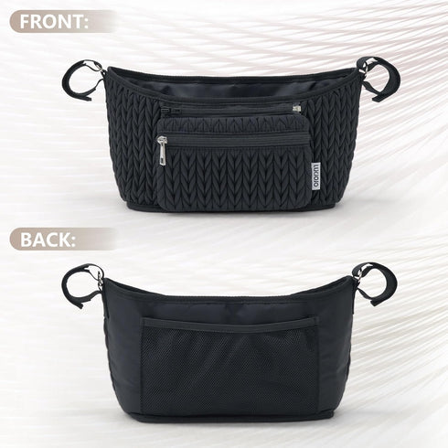 Stroller Organizer - Stylish Quilting Nylon, Universal Fit, Detachable Bag, Adjustable Multi-Storage for Baby Stroller