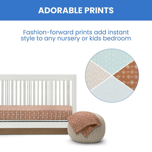 Delta Children 100% Cotton Muslin Baby Receiving Blankets, 47x47 Inches (Pack of 4), Neutral Boho