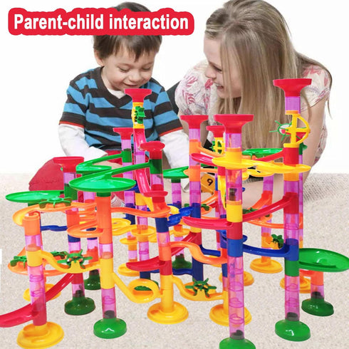 232 PCS Marble Run Premium Set - STEM Educational Building Block Toy with 45 Marbles for Kids