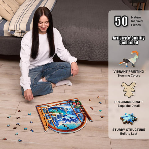 500 (17.1 16.8 5mm LEOGOR Premium Wooden Jigsaw Puzzles for Adults Pieces x in), Large Winter Puzzle, Extra-Thick