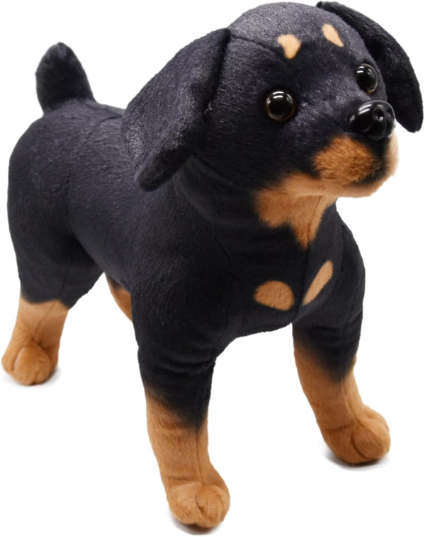 Realistic Rottweiler Stuffed Animal, 12 Inch Extremely Lifelike Plush Rottie Dog Toy for Kids