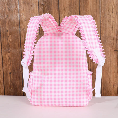 KRUIJHEU backpacks, Personalized school bags, embroidered lettered weekend bags, lettered seersucker custom made