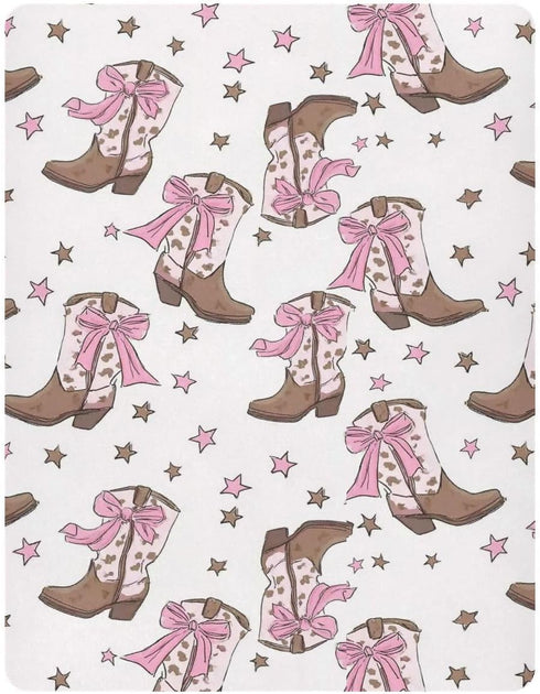 Vdsrup 39 27 5In Crib Sheets for Boys Girl Coquette Bows Neutral Mini Crib Mattress Sheets Fitted, Cowgirl Boots
