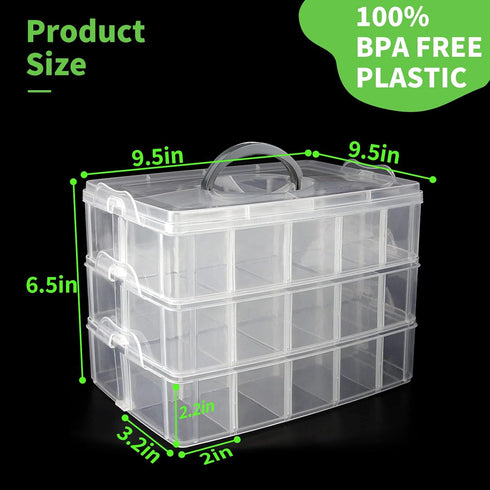 Storage Box for Lego, Stackable Organizer with 30 Compartments for Lego, Barbie Dolls, Hot Wheel Toy Bins for Kids,