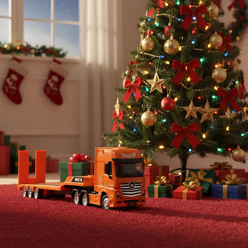 1/50 Flatbed Semi Truck Trailer Toy, Large Diecast for MAX Metal Model Transport Tractor Gifts for Boys Adult Model Car