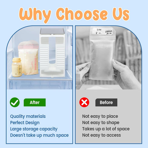 Kandishiex US Breastmilk Storage Container Health Milk Freeze Organizer First-in First-Out Breast Milk Storage Tower