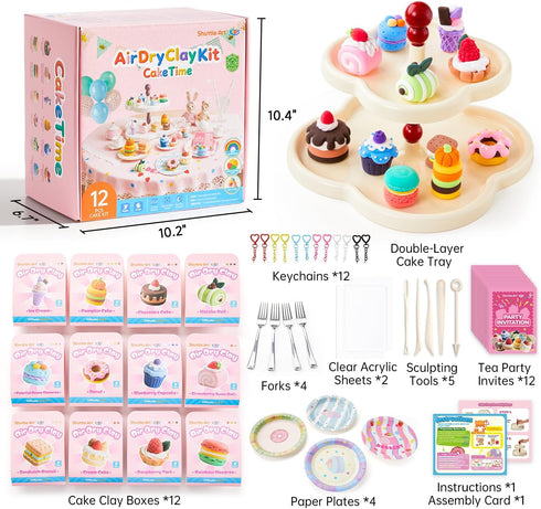 52 Shuttle Art Air Dry Clay for Kids - Cake Time, PCS Modeling Clay Kit with Sculpting Tools and Tutorials, Safe