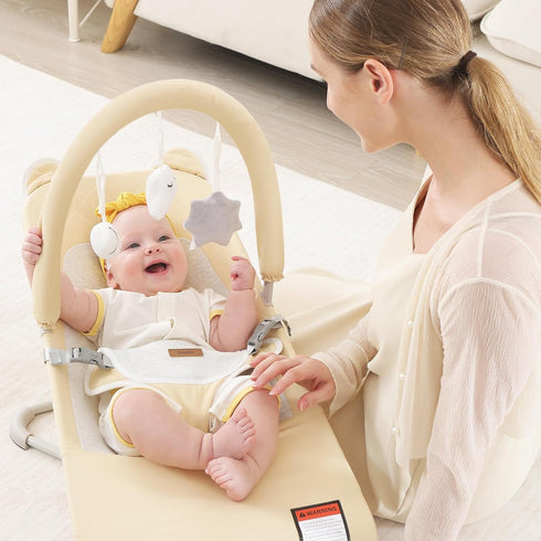 3 0-18 Baby Bouncer, Foldable Infant Bouncer Seat with Adjustable Heights, Months, Portable Baby Bouncer with Soft
