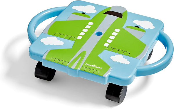 hand2mind Green Plane Glider Scooter Board, Floor Scooter Board, Gross Motor Toys,