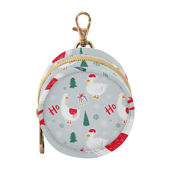Christmas Duck Round Pacifier Storage Case with Zipper, Portable Pacifier Case for