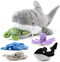 PREXTEX Plush Toy Shark with 5 Sea Animals - Turtle, Whale, Octopus, Stingray, Crab - Giant Stuffed Animal Gift for