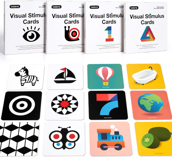 beiens High Contrast Baby Flashcard, 80 Pcs Visual Stimulation Learning Cards for Babies Ages 0-36 Months (5.5'' x