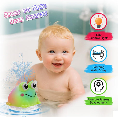 Light Up Bath Toy Sprinkler for Babies, Rechargeable Bathtub Pool Water Toys Baby Gifts for Toddlers, Shower Essentials