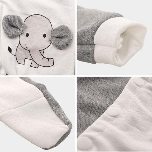 Miunana 1pcs Elephant Pajamas Outfit for 13-15 Inch Baby Doll Clothes, Grey and White Doll Pajamas