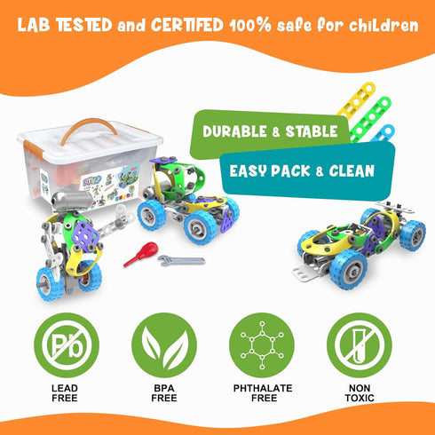 107Pcs Motorized Erector Sets for Kids Ages 4-8 - STEM Building Toys for Boys and Girls, Educational Gift