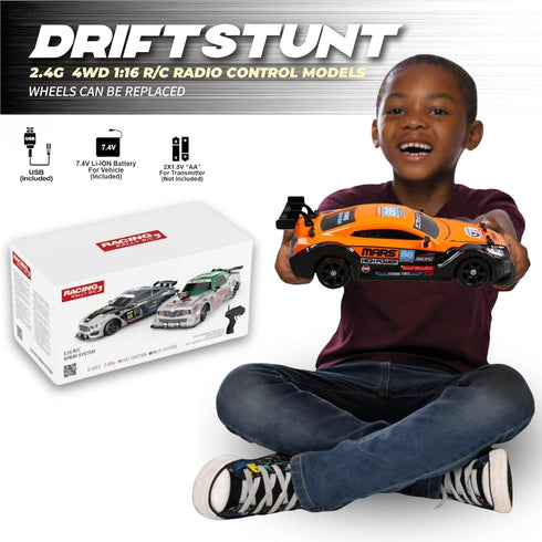 Liberty Imports RC Drift Car 1/16 2.4GHz 4WD Sport Racing Vehicle with LED Light, Batteries, Drift Tires (Red)