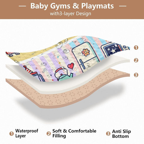 GuoChe 50'' 50'' Food Freshness Cartoon Character Pattern Soft Thick Baby Play Mat for Indoor Outdoor Comfortable