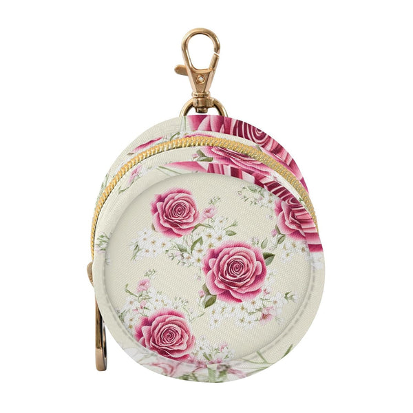 YETTASBIN Pink Rose Portable Pacifier Holder Case with Metal Hook Buckle & Zipper
