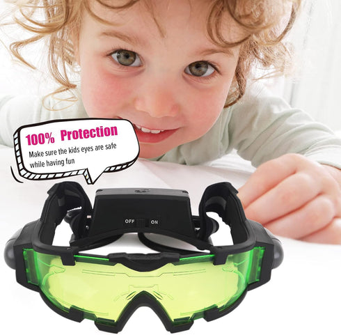AGM Kids Night Vision Goggles, Adjustable Spy Gear Night Mission Goggles with Flip-Out Lights Green Lens