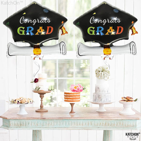 KatchOn Graduations Cap Balloons - Big 24 Inch | Graduation Hat Balloons for 2025 Party Decorations