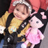 OUOZZZ Soft Baby Doll for Girls - My First Baby Doll, Plush Rag Doll with Black Hair & Pink Dress for Toddlers