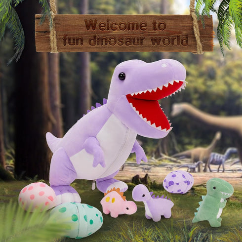 Babies,23.6'' Mommy 3 MorisMos Dinosaur Stuffed Animal with Big Stuffed Dino T-rex with Baby Dino Toys & Eggs Plush