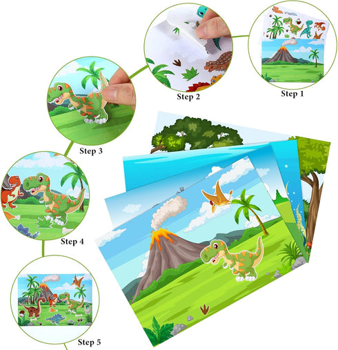 Spakon 32 Sheets Scene Stickers for Kids - DIY Animal Mix and Match Stickers for Birthday Party Favor.