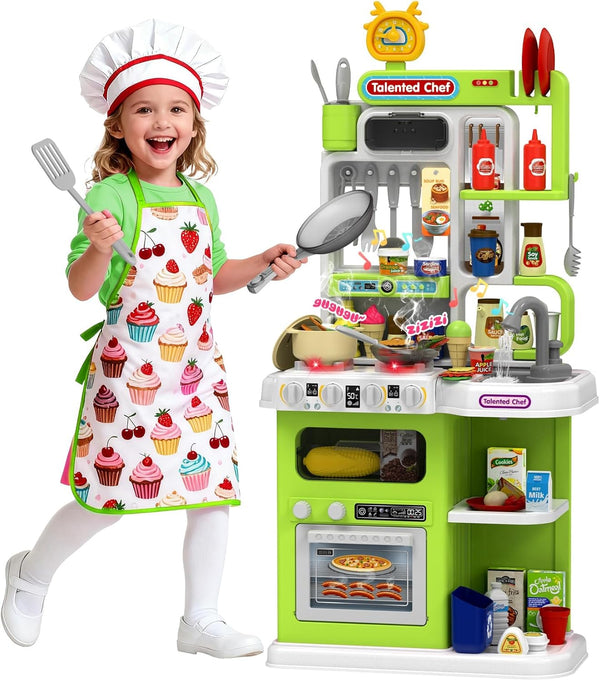 DRAMATION Kids Kitchen Playset, 36.22'' Play Kitchen for Toddlers 1-3 with Steam,