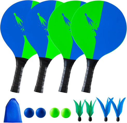 U&C Planet Beach Paddle Ball Set, Badminton Rackets, Family Game for Kids