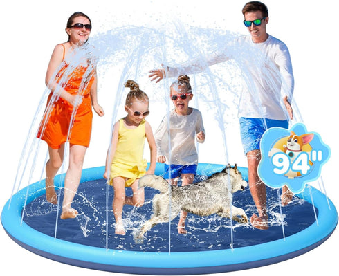Splash Pad, YSJILIDE 94" Non-Slip Large Sprinkler Play Mat for Kids and Dogs, Outside Backyard Dog Pool