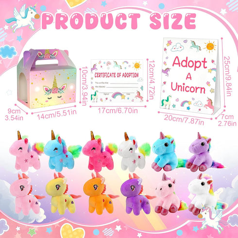 Yoloodayy 37 12 12 12 1 Pcs Adopt A Unicorn Party Favors Include Mini Unicorns Stuffed Animals Foldable Paper Boxes