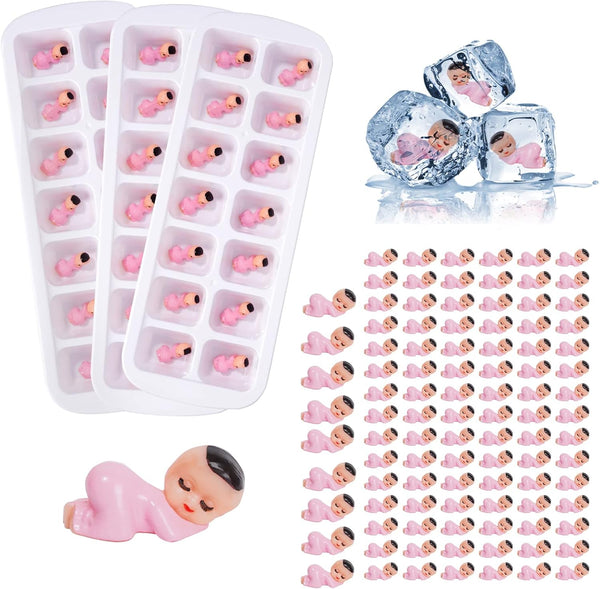 My Water Broke Baby Shower Game with 100 Mini Plastic Babies, 3 Ice Cube Trays, Baby Shower Decorations and Games