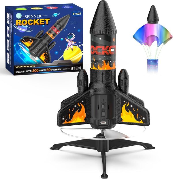 Ovaasy Rocket Launcher for Kids, 200 ft Self Launching Motorized Rocket Toy with